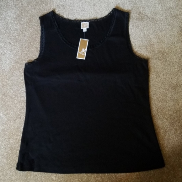 Macy's Tops - NWT 2X MACY'S BLACK LACE TRIM TANK